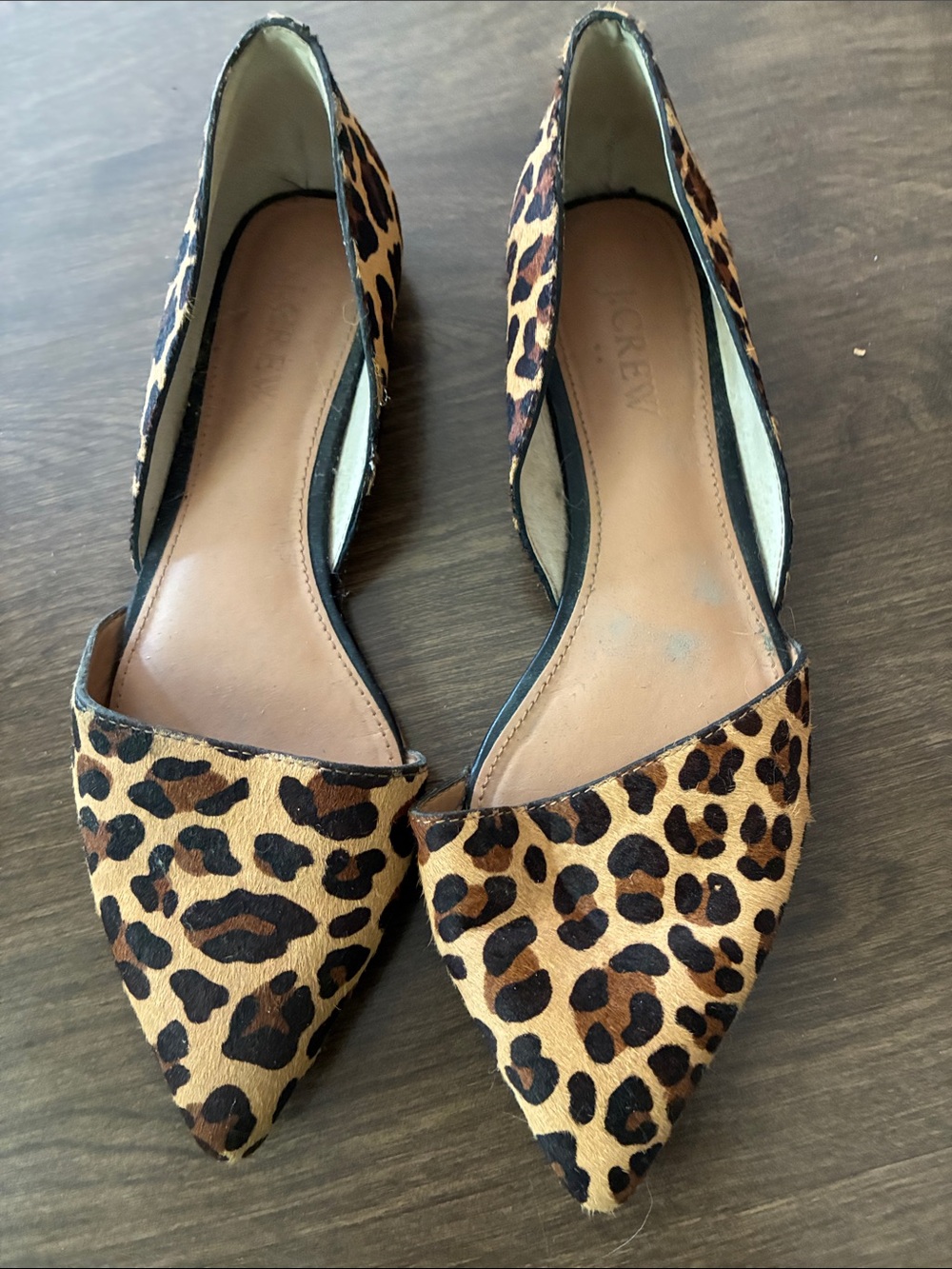 J. Crew Leopard Print Pointed D'Orsay Flats - Brown/Black